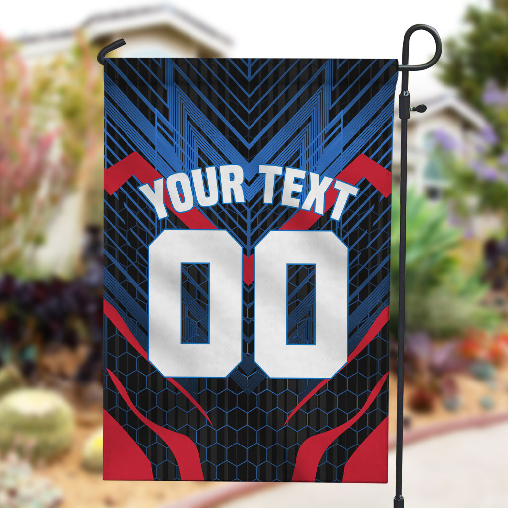 Personalized Antigua And Barbuda Cricket Falcons Garden Flag Abstract Hexagon Pattern Sport