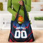 Personalized Antigua And Barbuda Cricket Falcons Grocery Bag Abstract Hexagon Pattern Sport