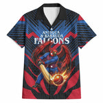 Personalized Antigua And Barbuda Cricket Falcons Hawaiian Shirt Abstract Hexagon Pattern Sport