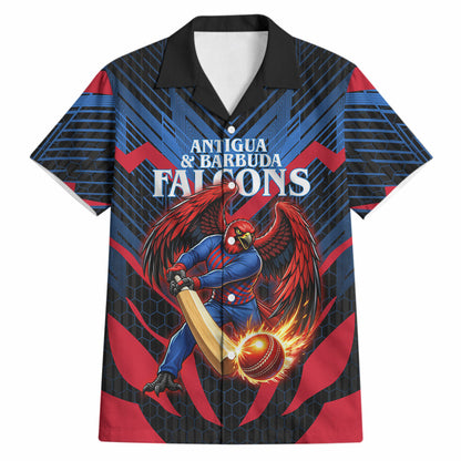 Personalized Antigua And Barbuda Cricket Falcons Hawaiian Shirt Abstract Hexagon Pattern Sport
