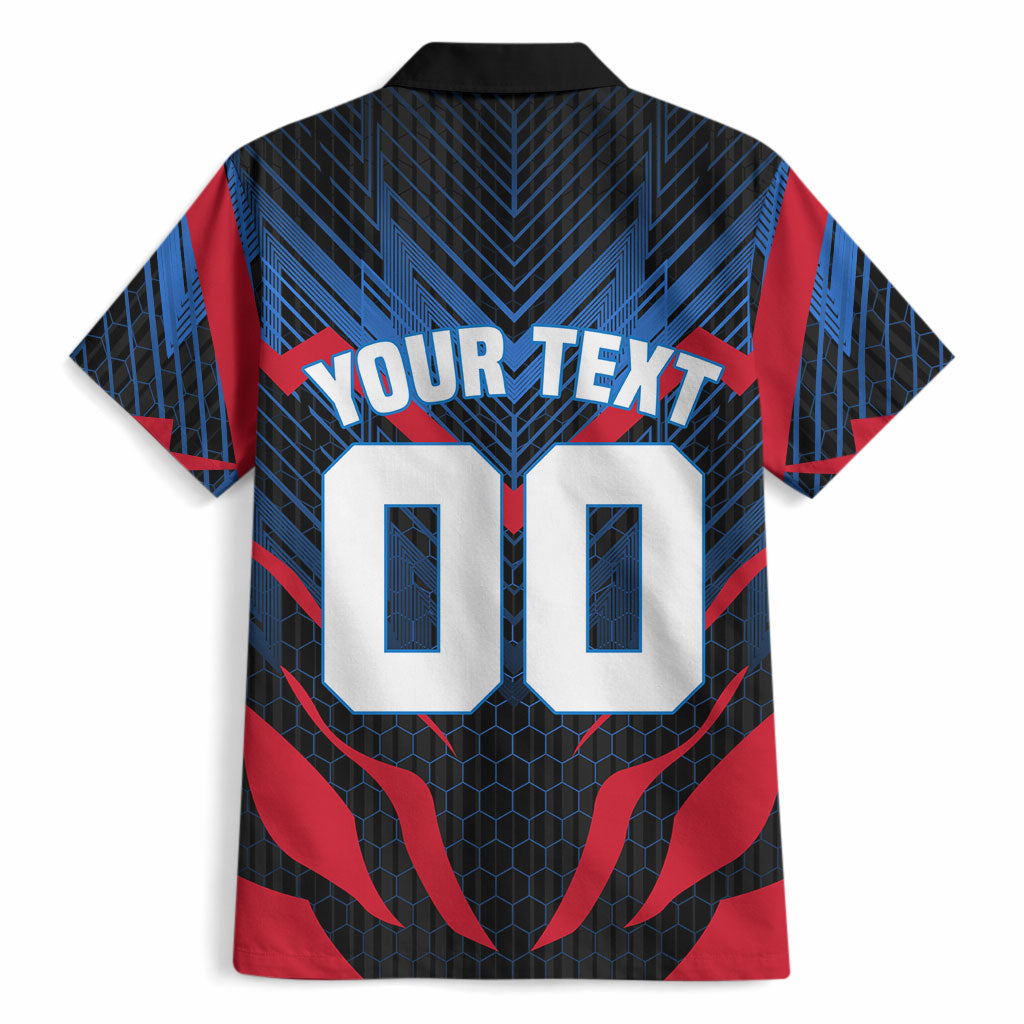 Personalized Antigua And Barbuda Cricket Falcons Hawaiian Shirt Abstract Hexagon Pattern Sport