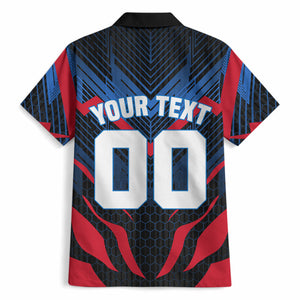 Personalized Antigua And Barbuda Cricket Falcons Hawaiian Shirt Abstract Hexagon Pattern Sport