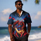 Personalized Antigua And Barbuda Cricket Falcons Hawaiian Shirt Abstract Hexagon Pattern Sport