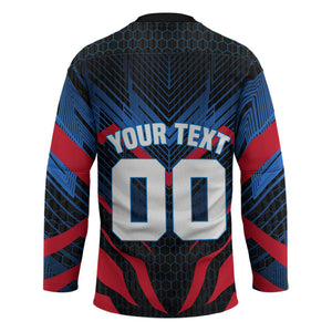 Personalized Antigua And Barbuda Cricket Falcons Hockey Jersey Abstract Hexagon Pattern Sport