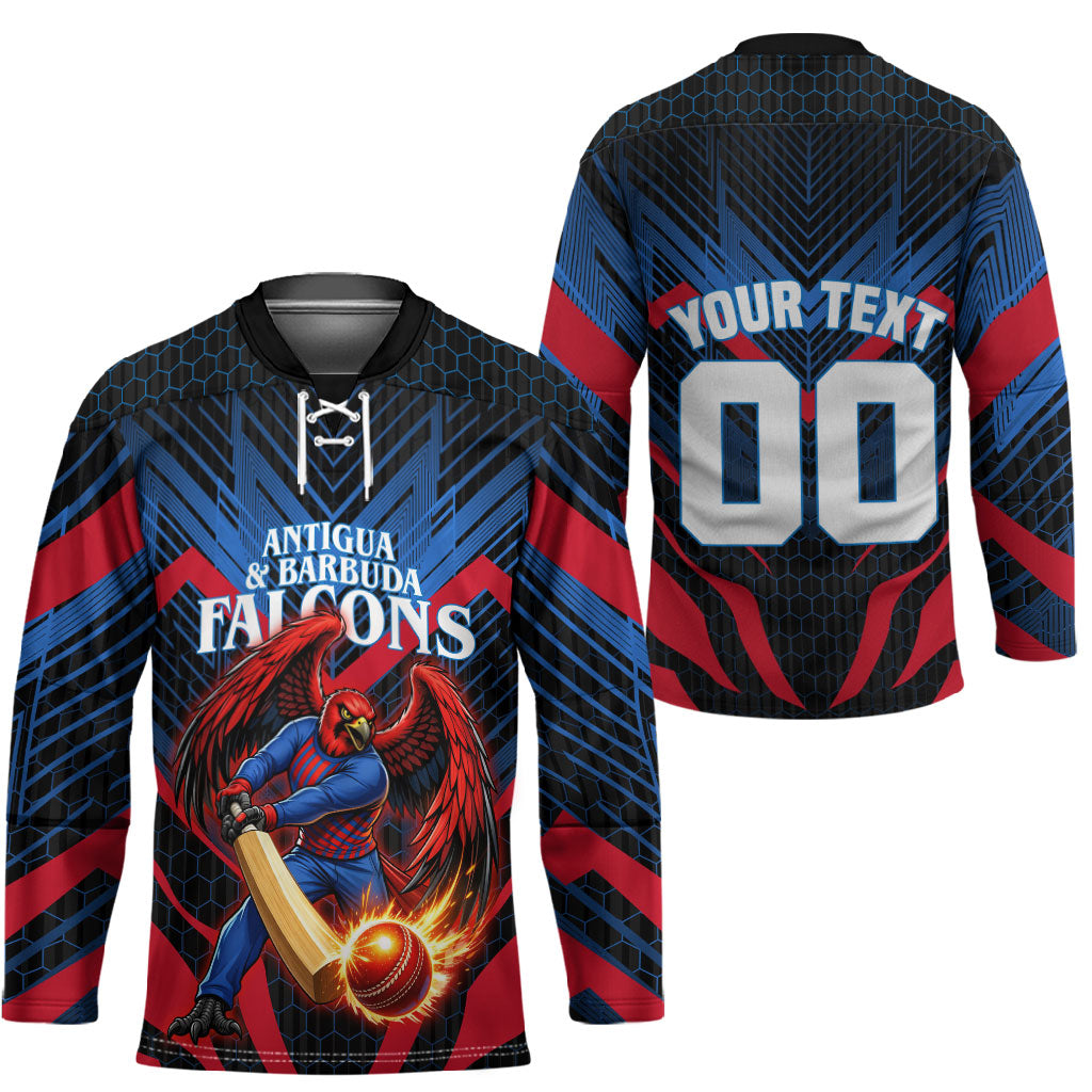 Personalized Antigua And Barbuda Cricket Falcons Hockey Jersey Abstract Hexagon Pattern Sport