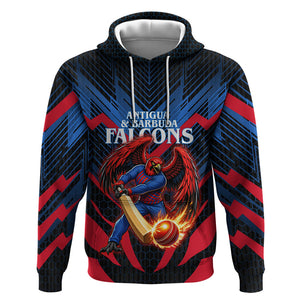 Personalized Antigua And Barbuda Cricket Falcons Hoodie Abstract Hexagon Pattern Sport