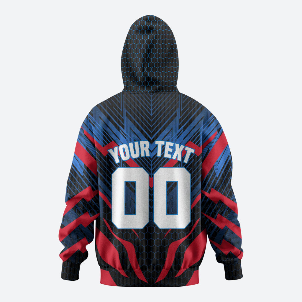 Personalized Antigua And Barbuda Cricket Falcons Hoodie Abstract Hexagon Pattern Sport