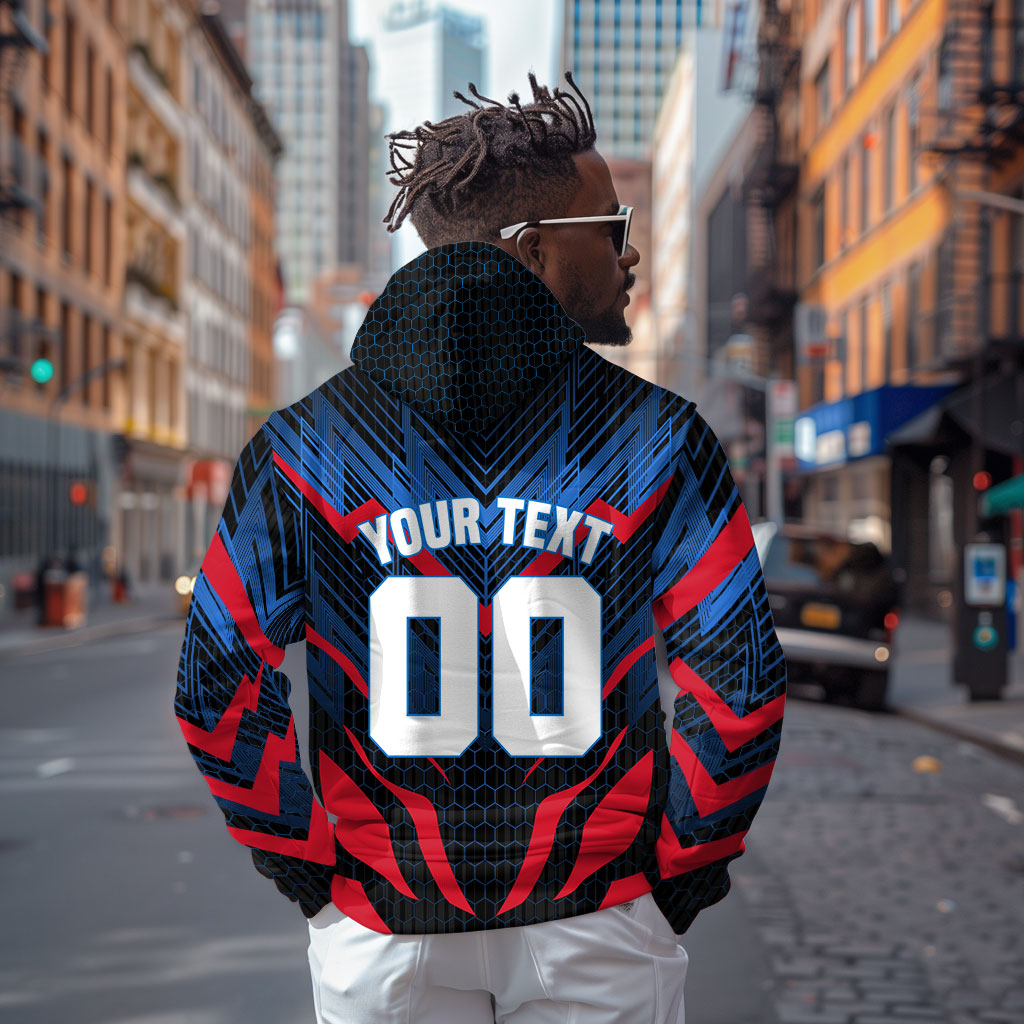 Personalized Antigua And Barbuda Cricket Falcons Hoodie Abstract Hexagon Pattern Sport