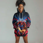 Personalized Antigua And Barbuda Cricket Falcons Hoodie Dress Abstract Hexagon Pattern Sport