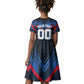 Personalized Antigua And Barbuda Cricket Falcons Kid Short Sleeve Dress Abstract Hexagon Pattern Sport