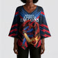 Personalized Antigua And Barbuda Cricket Falcons Kimono Sleeve Blouse Abstract Hexagon Pattern Sport