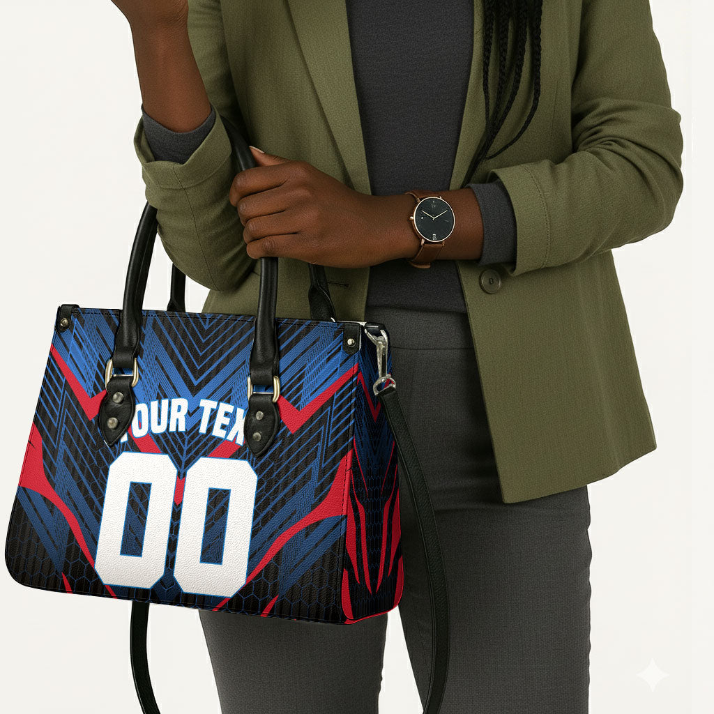 Personalized Antigua And Barbuda Cricket Falcons Leather Bag Abstract Hexagon Pattern Sport
