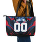 Personalized Antigua And Barbuda Cricket Falcons Leather Tote Bag Abstract Hexagon Pattern Sport