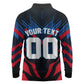 Personalized Antigua And Barbuda Cricket Falcons Long Sleeve Polo Shirt Abstract Hexagon Pattern Sport
