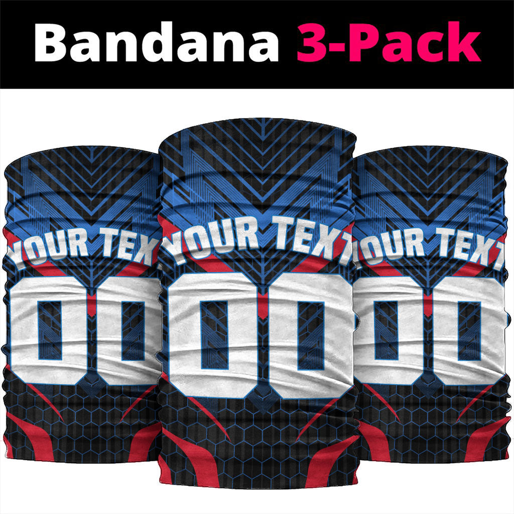 Personalized Antigua And Barbuda Cricket Falcons Neck Gaiter Abstract Hexagon Pattern Sport