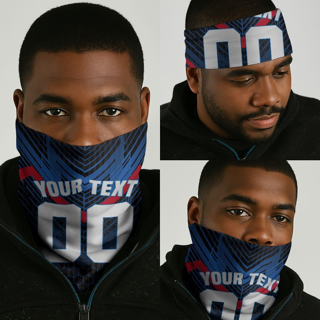 Personalized Antigua And Barbuda Cricket Falcons Neck Gaiter Abstract Hexagon Pattern Sport