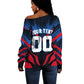 Personalized Antigua And Barbuda Cricket Falcons Off Shoulder Sweater Abstract Hexagon Pattern Sport