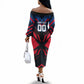 Personalized Antigua And Barbuda Cricket Falcons Off The Shoulder Long Sleeve Dress Abstract Hexagon Pattern Sport