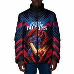 Personalized Antigua And Barbuda Cricket Falcons Padded Jacket Abstract Hexagon Pattern Sport