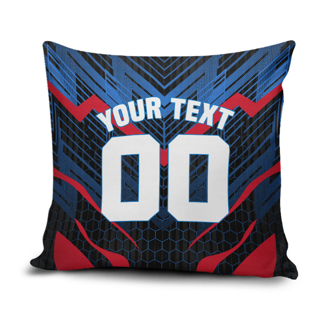 Personalized Antigua And Barbuda Cricket Falcons Pillow Cover Abstract Hexagon Pattern Sport