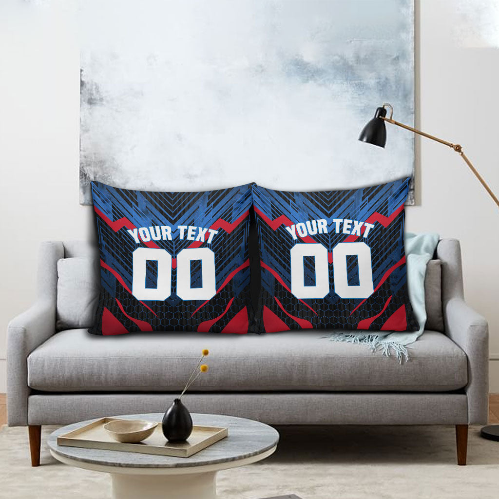 Personalized Antigua And Barbuda Cricket Falcons Pillow Cover Abstract Hexagon Pattern Sport