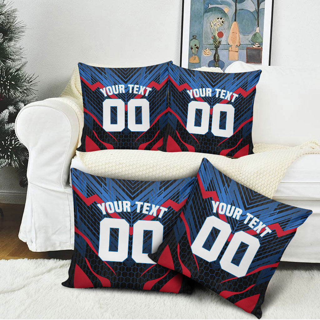 Personalized Antigua And Barbuda Cricket Falcons Pillow Cover Abstract Hexagon Pattern Sport