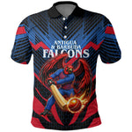 Personalized Antigua And Barbuda Cricket Falcons Polo Shirt Abstract Hexagon Pattern Sport