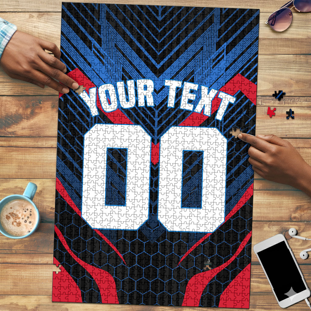 Personalized Antigua And Barbuda Cricket Falcons Puzzle Abstract Hexagon Pattern Sport