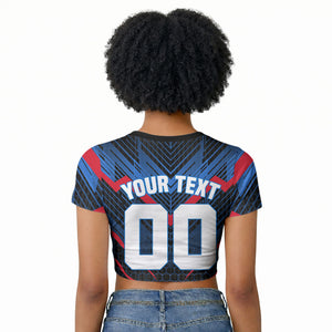 Personalized Antigua And Barbuda Cricket Falcons Raglan Cropped T shirt Abstract Hexagon Pattern Sport