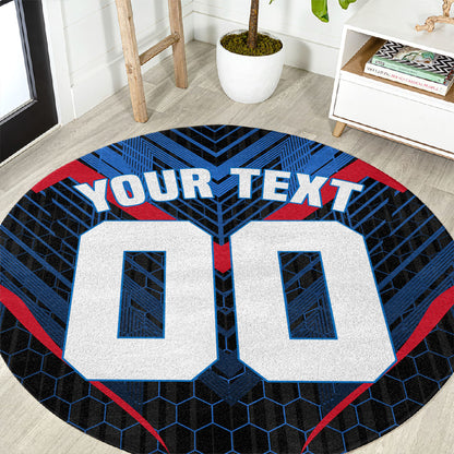 Personalized Antigua And Barbuda Cricket Falcons Round Carpet Abstract Hexagon Pattern Sport