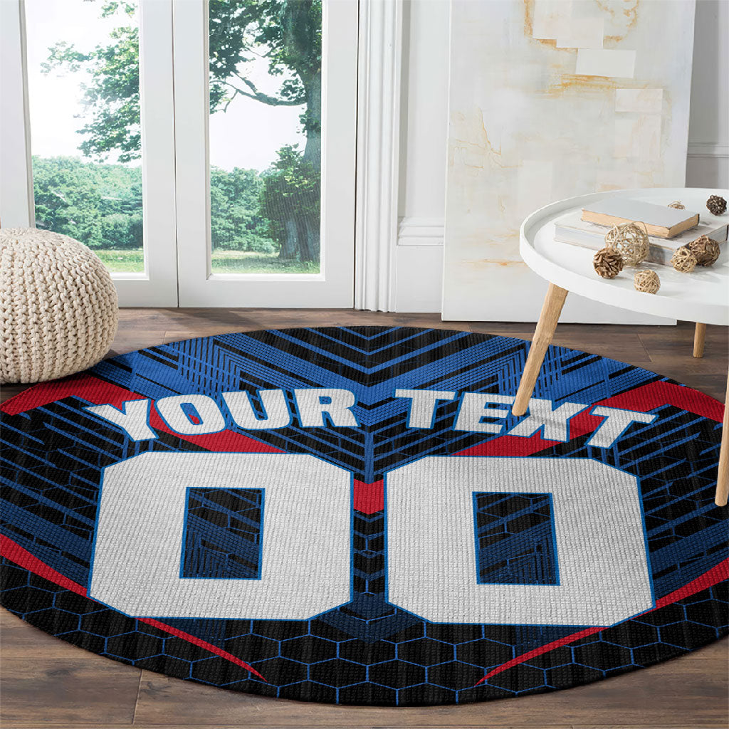 Personalized Antigua And Barbuda Cricket Falcons Round Carpet Abstract Hexagon Pattern Sport