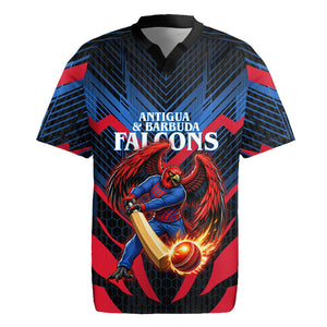 Personalized Antigua And Barbuda Cricket Falcons Rugby Jersey Abstract Hexagon Pattern Sport