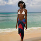 Personalized Antigua And Barbuda Cricket Falcons Sarong Abstract Hexagon Pattern Sport