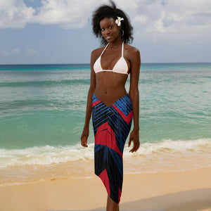 Personalized Antigua And Barbuda Cricket Falcons Sarong Abstract Hexagon Pattern Sport