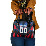 Personalized Antigua And Barbuda Cricket Falcons Shoulder Handbag Abstract Hexagon Pattern Sport