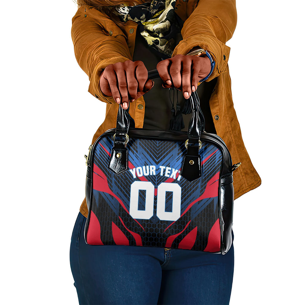 Personalized Antigua And Barbuda Cricket Falcons Shoulder Handbag Abstract Hexagon Pattern Sport