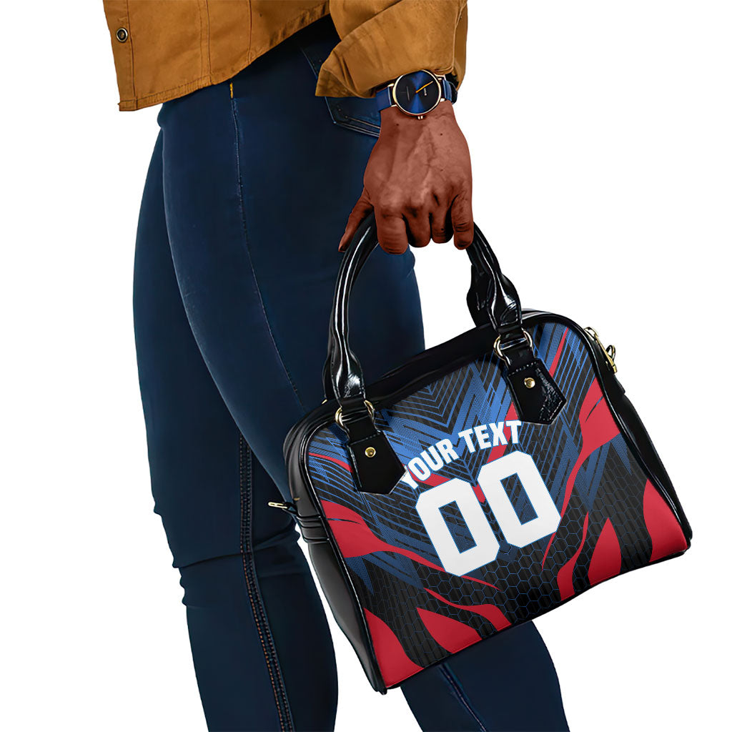 Personalized Antigua And Barbuda Cricket Falcons Shoulder Handbag Abstract Hexagon Pattern Sport