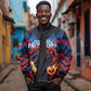 Personalized Antigua And Barbuda Cricket Falcons Sleeve Zip Bomber Jacket Abstract Hexagon Pattern Sport