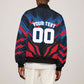 Personalized Antigua And Barbuda Cricket Falcons Sleeve Zip Bomber Jacket Abstract Hexagon Pattern Sport