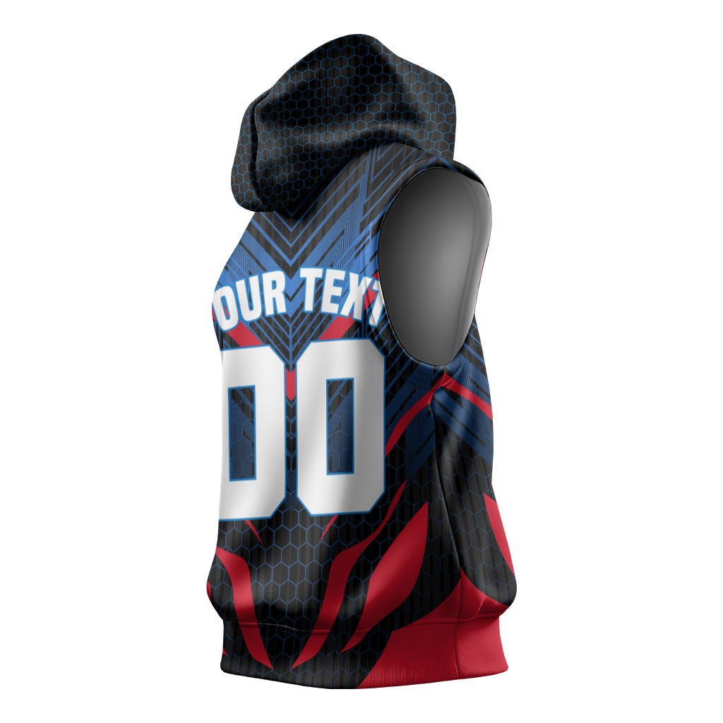 Personalized Antigua And Barbuda Cricket Falcons Sleeveless Hoodie Abstract Hexagon Pattern Sport