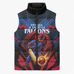 Personalized Antigua And Barbuda Cricket Falcons Sleeveless Puffer Jacket Abstract Hexagon Pattern Sport