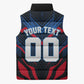 Personalized Antigua And Barbuda Cricket Falcons Sleeveless Puffer Jacket Abstract Hexagon Pattern Sport