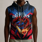 Personalized Antigua And Barbuda Cricket Falcons Sleeveless Zip Hoodie Abstract Hexagon Pattern Sport
