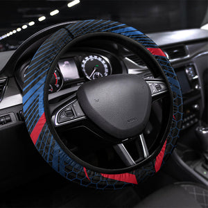 Antigua And Barbuda Cricket Falcons Steering Wheel Cover Abstract Hexagon Pattern Sport