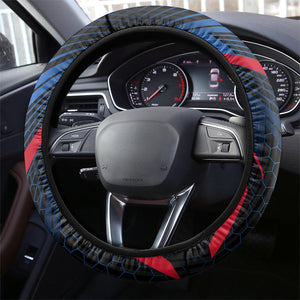 Antigua And Barbuda Cricket Falcons Steering Wheel Cover Abstract Hexagon Pattern Sport