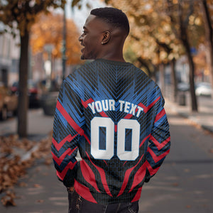Personalized Antigua And Barbuda Cricket Falcons Sweatshirt Abstract Hexagon Pattern Sport