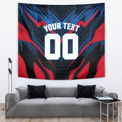 Personalized Antigua And Barbuda Cricket Falcons Tapestry Abstract Hexagon Pattern Sport