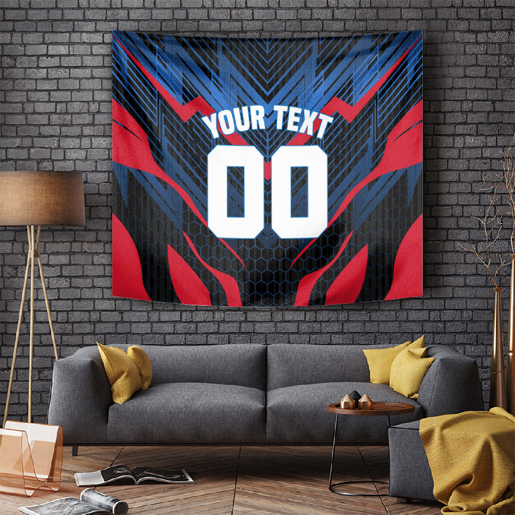 Personalized Antigua And Barbuda Cricket Falcons Tapestry Abstract Hexagon Pattern Sport