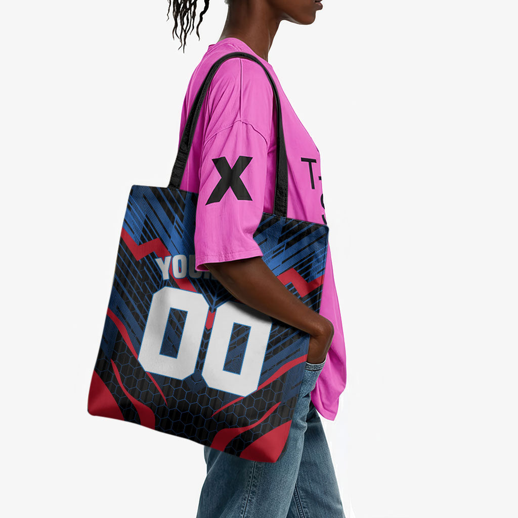 Personalized Antigua And Barbuda Cricket Falcons Tote Bag Abstract Hexagon Pattern Sport