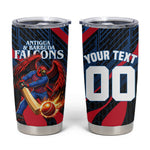Personalized Antigua And Barbuda Cricket Falcons Tumbler Cup Abstract Hexagon Pattern Sport